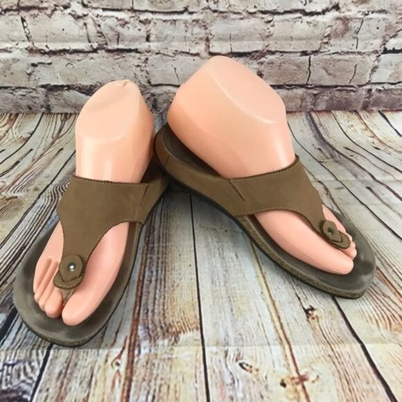 Mephisto Agacia Brown Tan Nubuck Leather Thong Sandals Sz 7 (37) - Picture 5 of 6